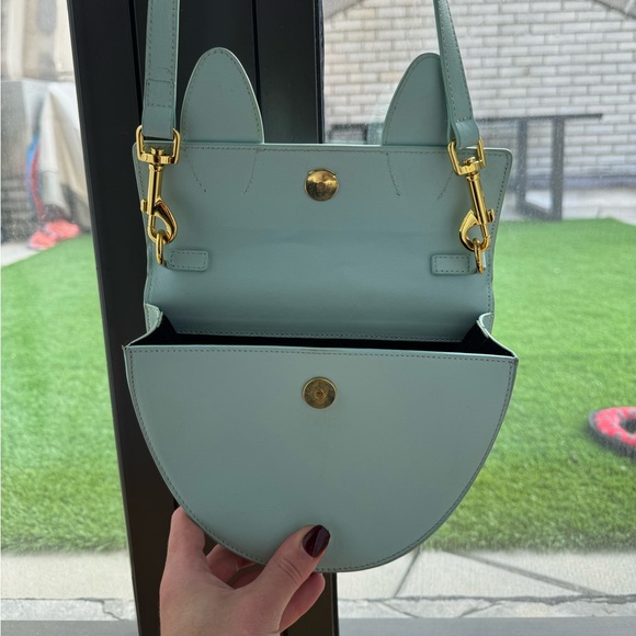 ❄️❄️✨ YUZEFI Pretzel Bag Tiffany Blue Leather Crossbody✨ Made in Spain - Picture 10 of 12